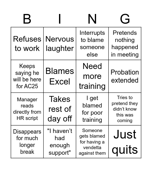 Benjie Bingo Card
