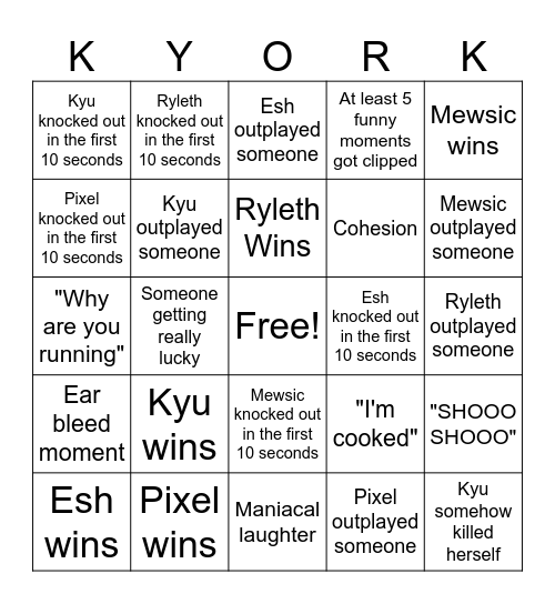 Kyu is so cooked Bingo Card