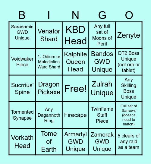 Bossing Bingo! Bingo Card