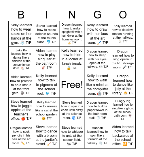 Dragon learned how to sleep with his eyes open Bingo Card