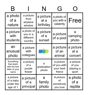 Cell Phone Scavenger Hunt Bingo Card