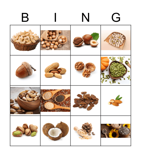 Nuts Bingo Card