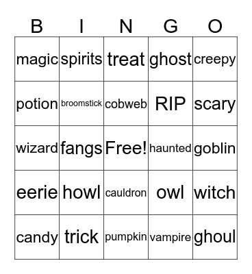 Halloween Bingo Card