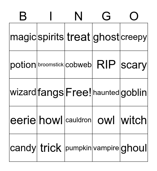 Halloween Bingo Card