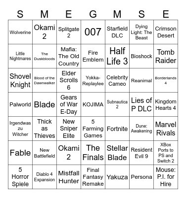 Summer Games Fest Bingo Card