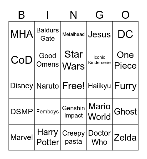 Fantasy 25 Bingo Card