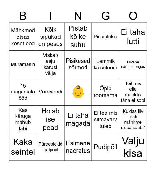 Beebi Bingo Card