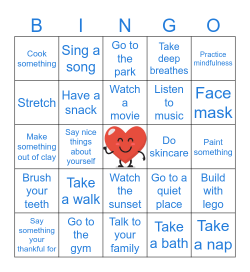 Self Care Bingo Card