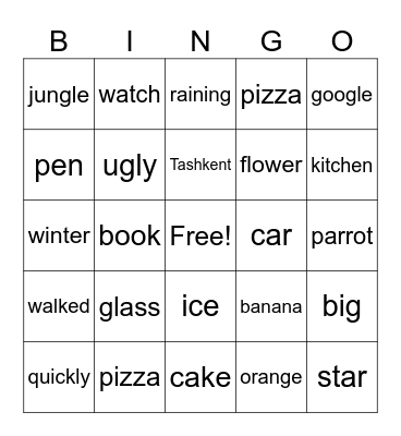 VOCABULARY Bingo Card