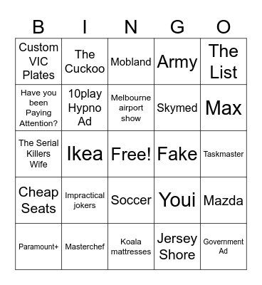 10play ad Bingo Card