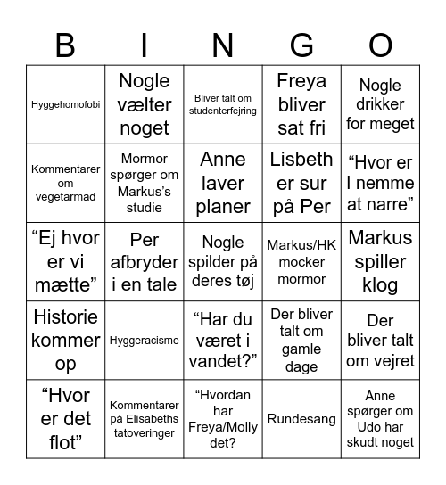 Mormors 90 års Bingo Card
