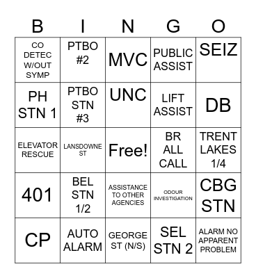 ALARM ROOM BINGO Card