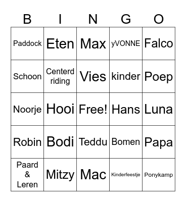 Roosenheuvel Bingo Card