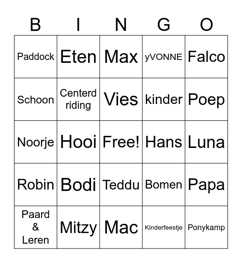 Roosenheuvel Bingo Card