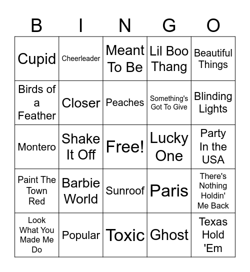 Kidz Bop SingO BIINGO Bingo Card