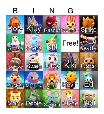 Animal Crossing Bingo Card