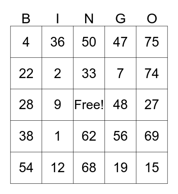 Embassy Suites Bingo Card
