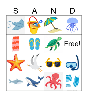 Beach Bingo Card