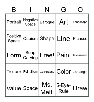 Art Bingo Card