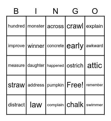 Spelling Word Bingo! You can do this! Bingo Card
