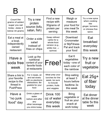 Week 4 | Good Eats Bingo Card