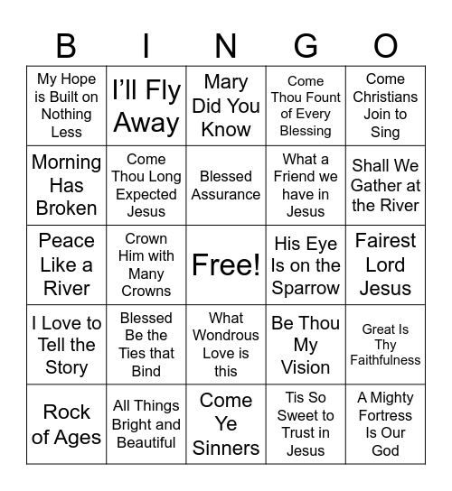 Hymn Bingo Card