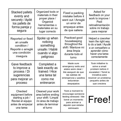 Safety Bingo! Bingo Card