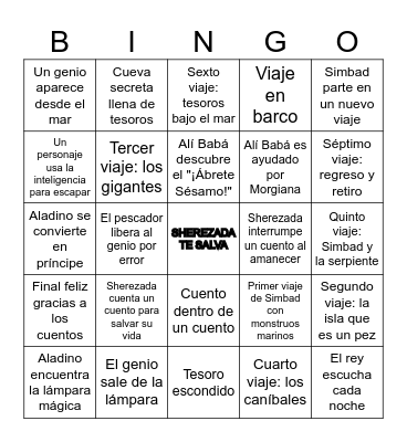 BINGO DE LAS MIL Y UNA NOCHES Bingo Card