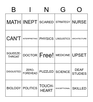 Knowledge and Reactions (11.1, 11.6) Bingo Card