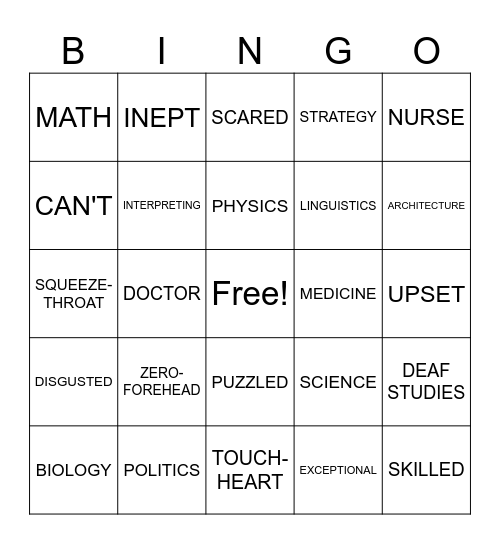 Knowledge and Reactions (11.1, 11.6) Bingo Card