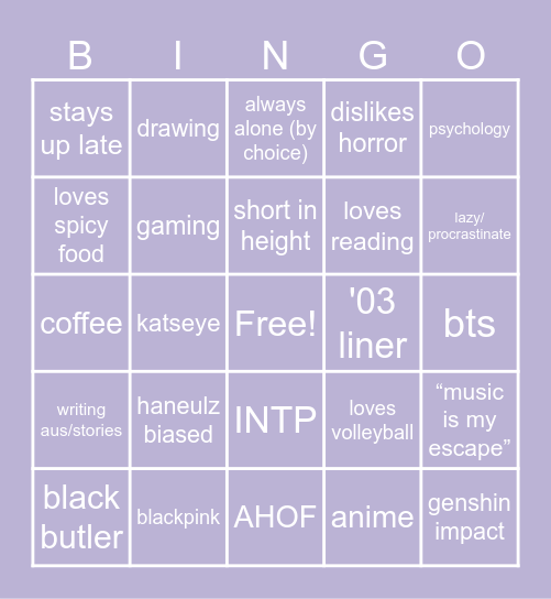 KAI BINGO Card