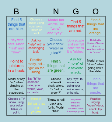 Speech Summer Bingo Card