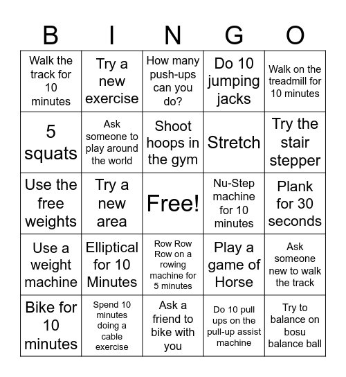 Spring into fitness Bingo Card