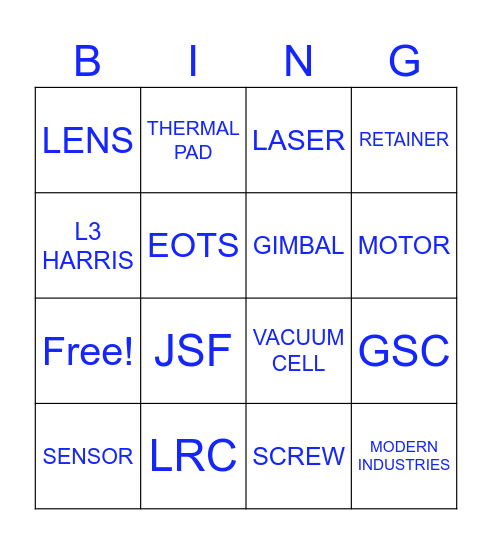 F-35 EOTS BINGO Card