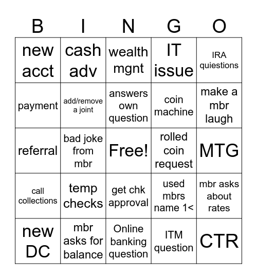 Teller Bingo Card