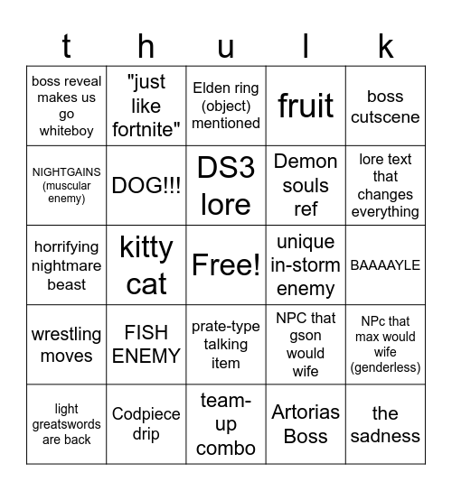 thelden thing thightreign!!!!! Bingo Card
