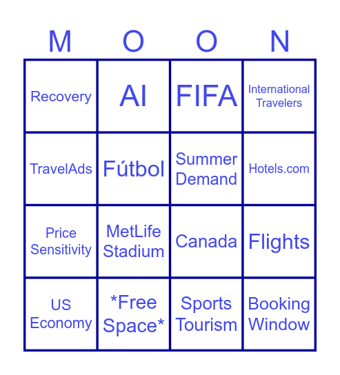 Expedia MOON Bingo Card
