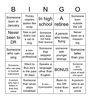 BINGO MIXER Bingo Card