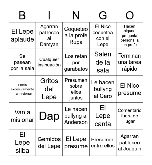 Nico y Lepe Bingo Card