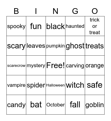Halloween Bingo Card