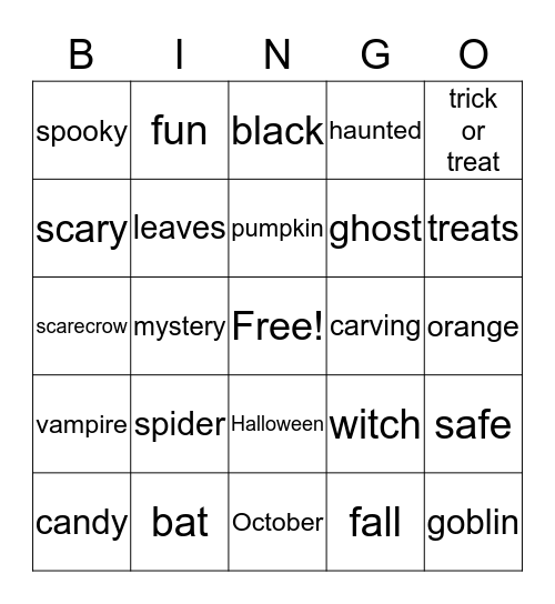 Halloween Bingo Card