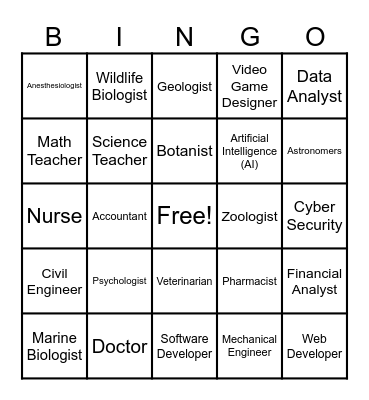 Career Bingo Card