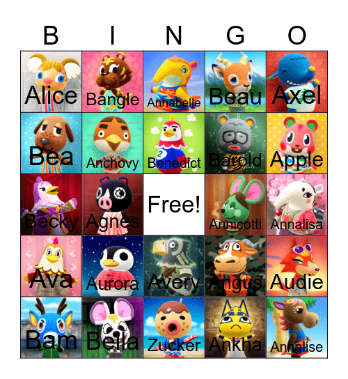 Villager Hunt Bingo Card