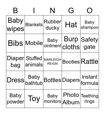 BABY  BINGO!! Bingo Card