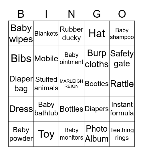 BABY  BINGO!! Bingo Card