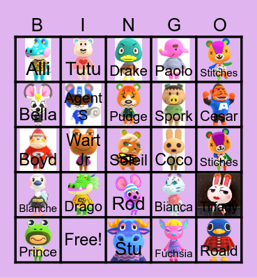 Animal crossing Bingo Card