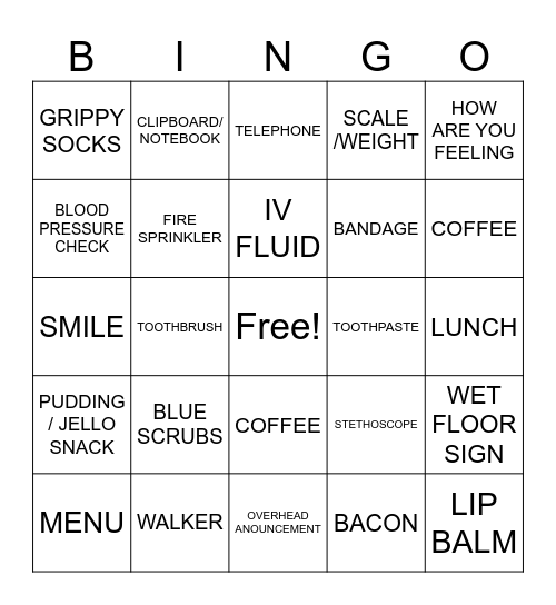 PATIENT ACTIVITY Bingo Card