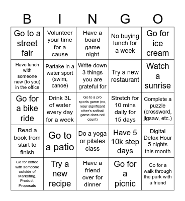 Spring into Summer Bingo Card