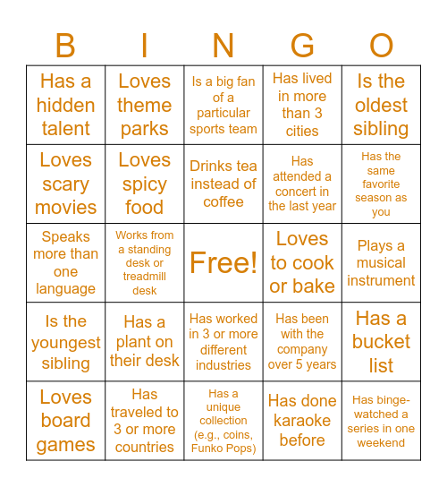 Cred Crew Speed Meeting Bingo Card