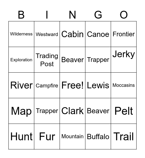 Mountain Man Bingo Card